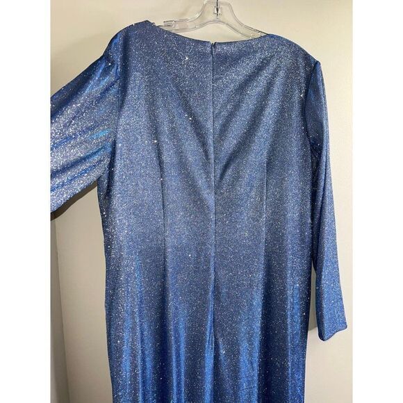 Ieena For MAC DUGGAL Sparkling Metallic Blue Shimmer Twist Front Gown Size 16 - Picture 9 of 10